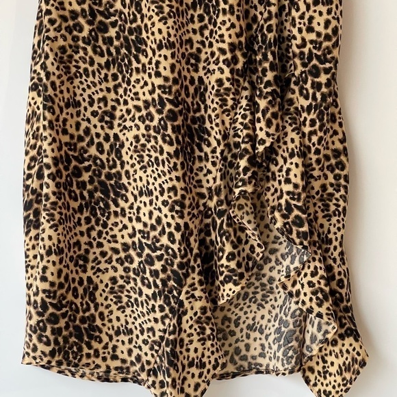 Women's Leopard Animal Print High Low Ruffled Skirt, Sz S - Picture 11 of 15